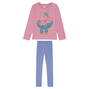 ست تی شرت و شلوار دخترانه لوپیلو مدل پاپیونی AT305