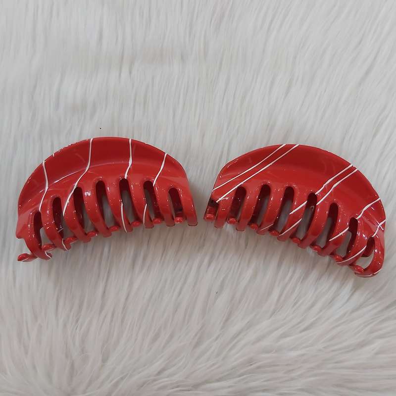 کلیپس مو زنانه مدل چنگکی طرح خطی رگه ای کد clp855 بسته 2 عددی