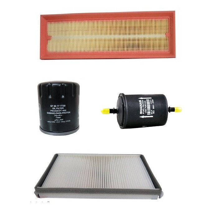 فیلترهوا خودرو شهاب فیلتر مدل sh.a 11043 مناسب برای پژو 405 به همراه فیلتر روغن و فیلتر کابین و فیلتر بنزین