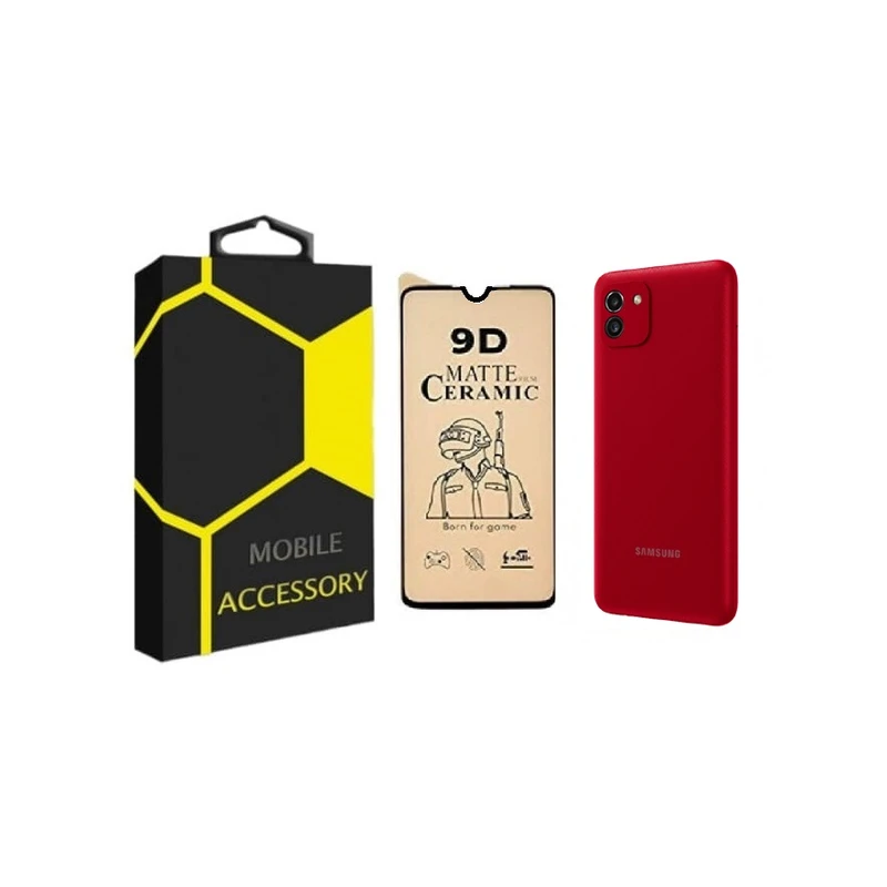 کاور مدل silicon مناسب برای گوشی موبایل سامسونگ Galaxy A03 به همراه محافظ صفحه نمایش