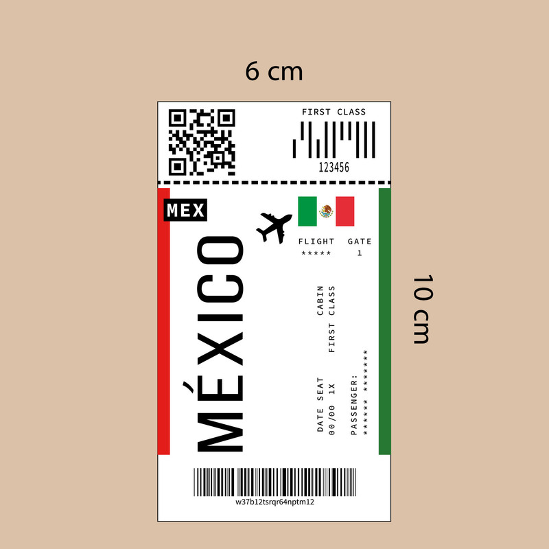 برچسب تزئینی موبایل و تبلت مدل تیکت مکزیک- کد PH05