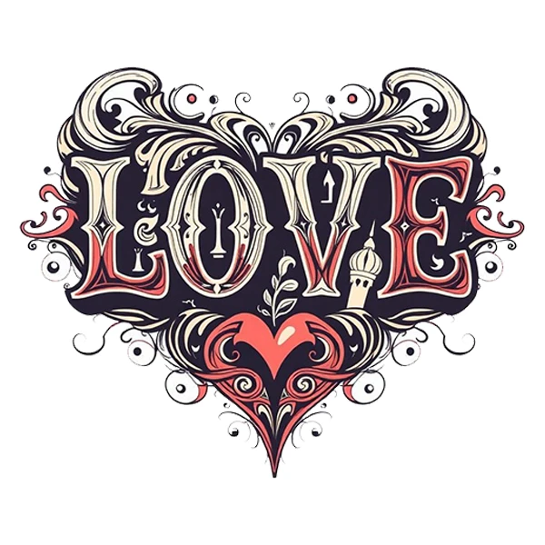 استیکر پارچه و لباس پاد آفرین طرح عشق کد 4218