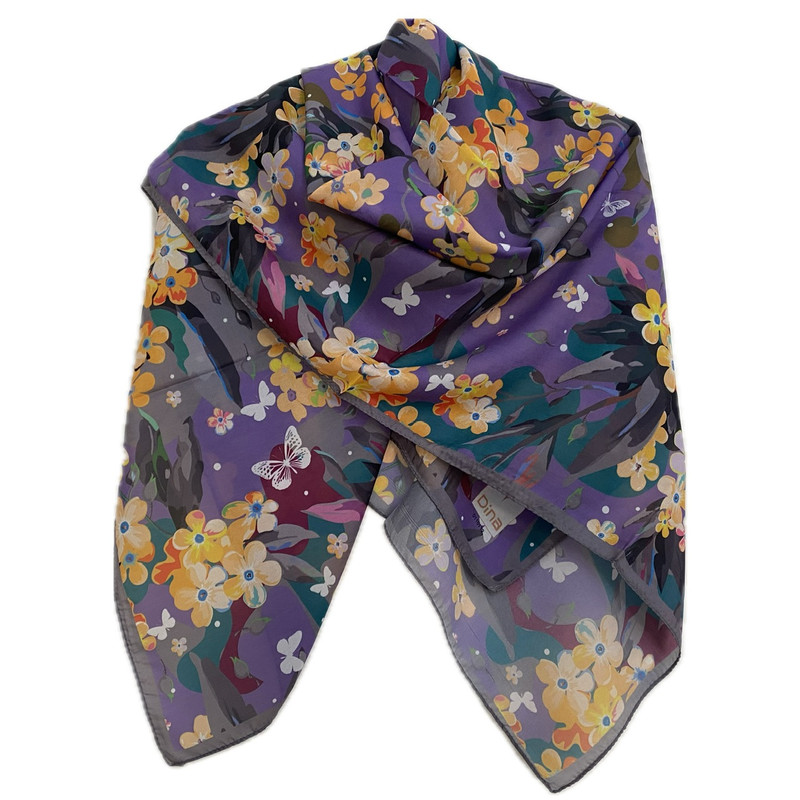 روسری دخترانه مدل نخ حریر گلدار کد 05