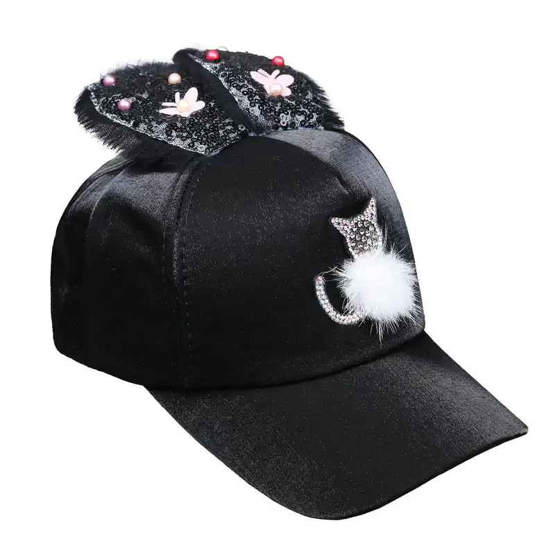 کلاه کپ بچگانه طرح گربه پولک دار مدل CT_2023