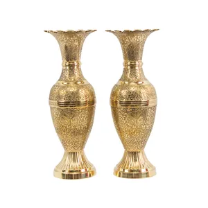 گلدان برنجی مدل ساریکا طرح طاووس کد 6458 بسته 2 عددی