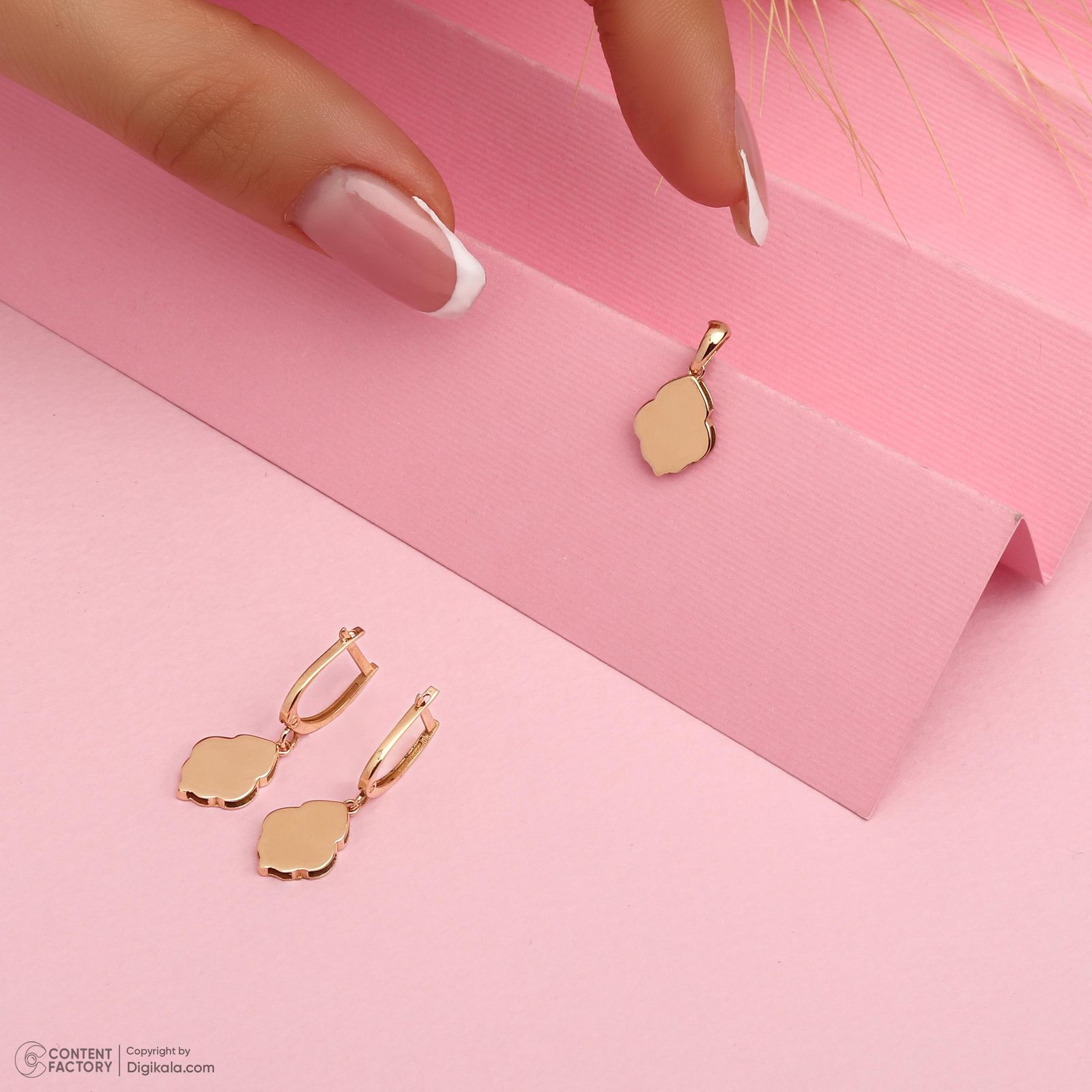 نیم ست طلا 18 عیار زنانه حافا گلد مدل برگ کد nim03 - - 4