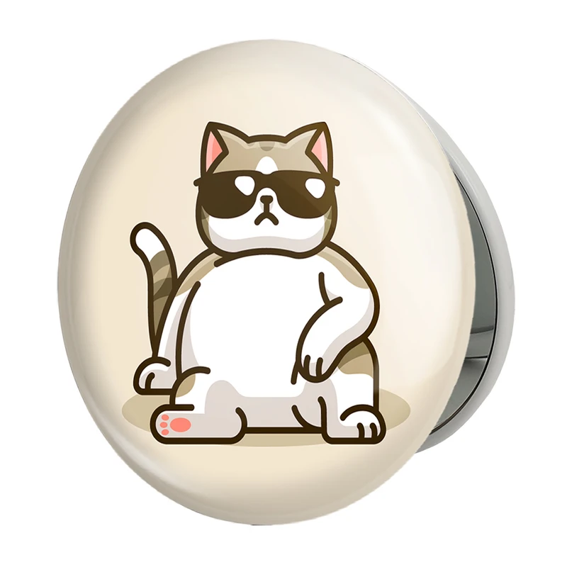 آینه جیبی خندالو طرح حیوانات بامزه گربه مدل تاشو کد 28353 