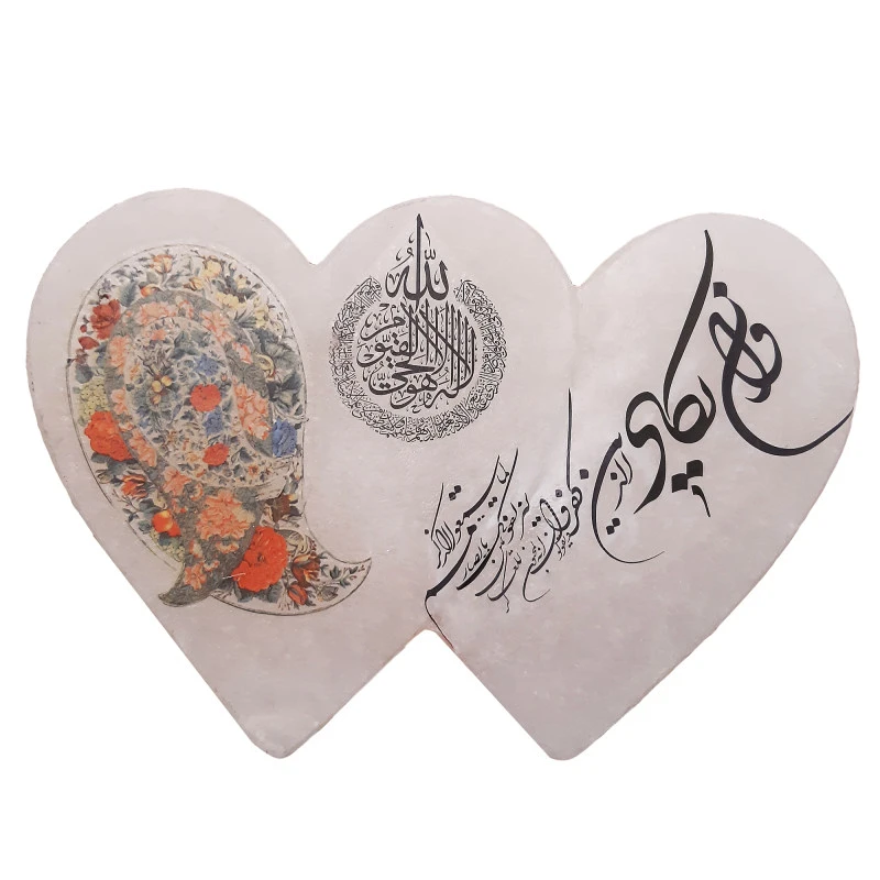 آباژور سنگ نمک مدل قلب دوقلو کد 55