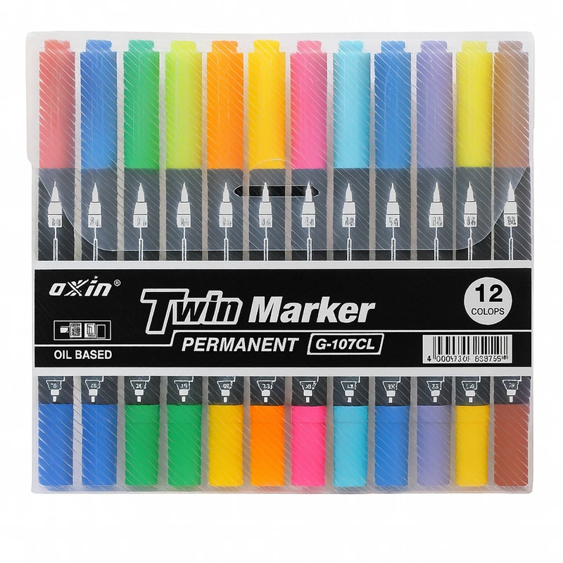 ماژیک رنگ آمیزی اوکسن مدل دو سر بسته 12 عددی