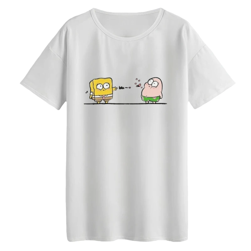 تی‌شرت لانگ آستین کوتاه زنانه مدل پاتریک و باب اسفنجی