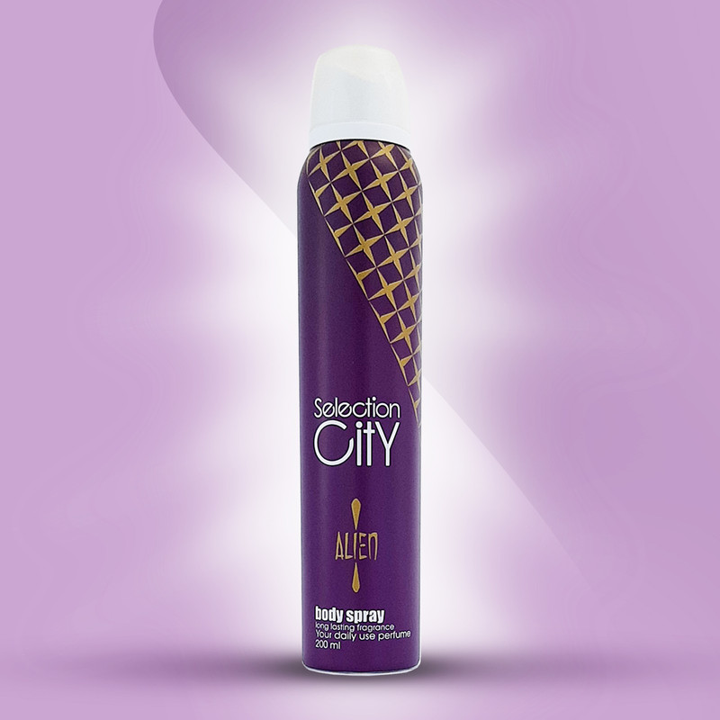 اسپری خوشبوکننده بدن زنانه سلکشن سیتی مدل alien حجم 200 میلی لیتر