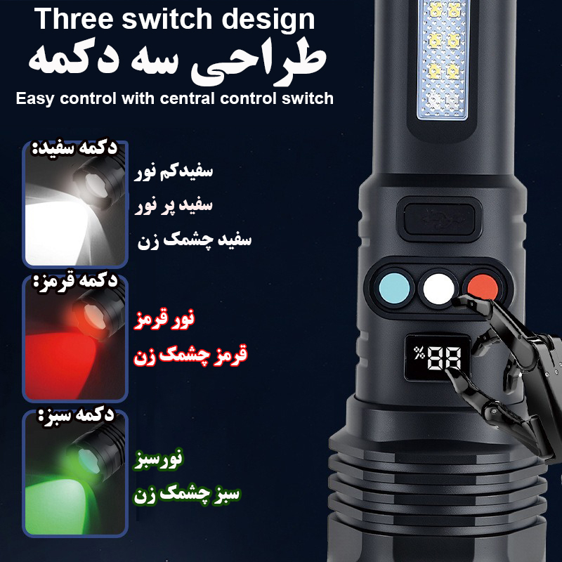 چراغ قوه دستی مدل SJ-017-2 با نور مهتابی چراغ قوه دستی مدل SJ-017-2 با نور مهتابی
