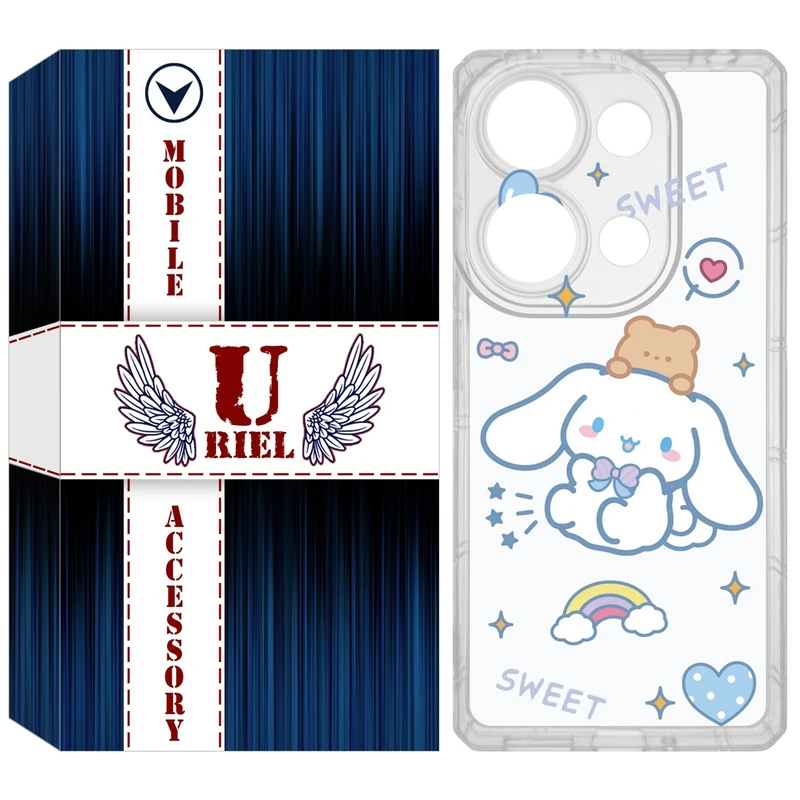 کاور یوریل مدل Clear کد 24 طرح خرگوش بامزه مناسب برای گوشی موبایل شیائومی Redmi Note 14S / Note 13 Pro 4G / Poco M6 Pro 4G