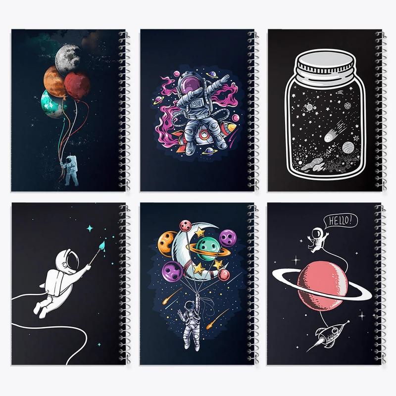 دفتر مشق 50 برگ خندالو طرح فضانورد و فضایی کد 225 مجموعه 6 عددی