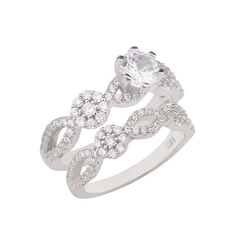 انگشتر نقره زنانه مدل 21506 بسته 2 عددی