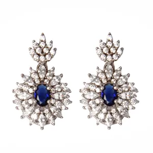 گوشواره نقره زنانه مدل سنگ یاقوت کد GZN_267