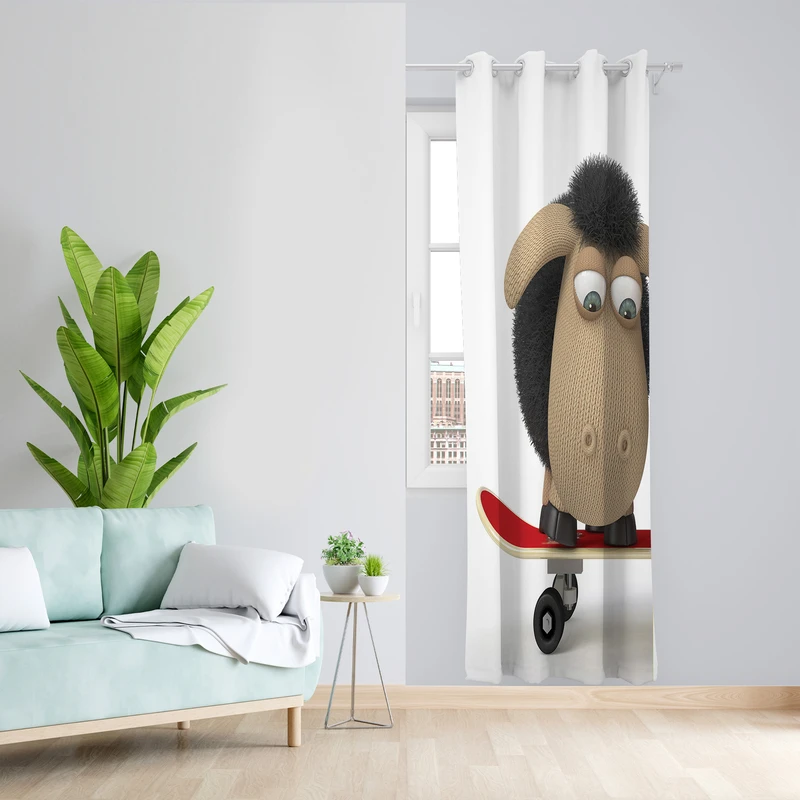 پرده طرح اتاق کودک مدل مخمل پانچی کد 2384 z سایز 140x200 سانتی متر