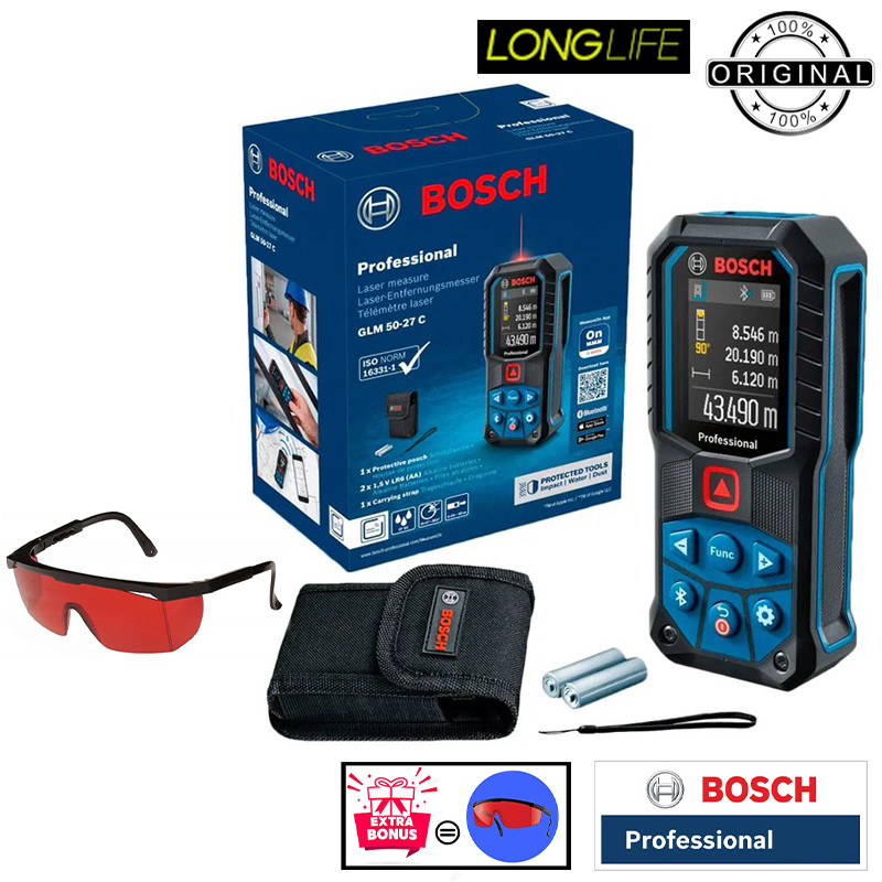 متر لیزری بوش مدل GLM 50-27 C + Red Glass Laser  برد 50 متر