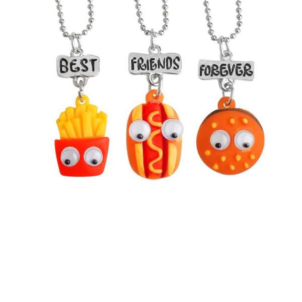 گردنبند دخترانه مدل ساندویچ ها مجموعه 3 عددی گردنبند دخترانه مدل ساندویچ ها مجموعه 3 عددی