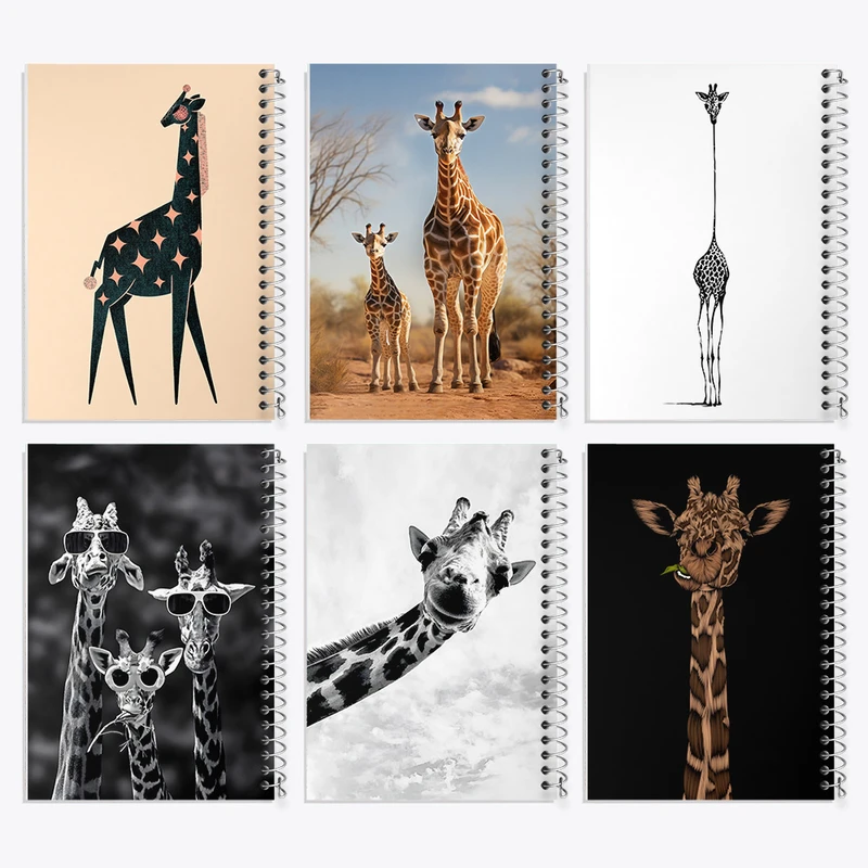 دفتر نقاشی 50 برگ خندالو طرح زرافه کد 874 مجموعه 6 عددی