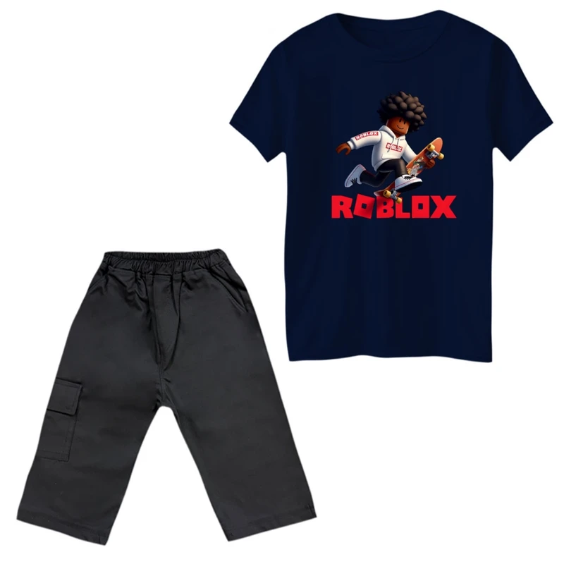 ست تی‌شرت و شلوارک پسرانه مدل روبلاکس کد 6