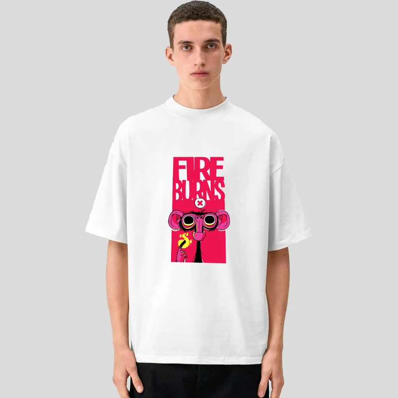 تی شرت مردانه آستین سه ربع پنبه دورو مدل fire