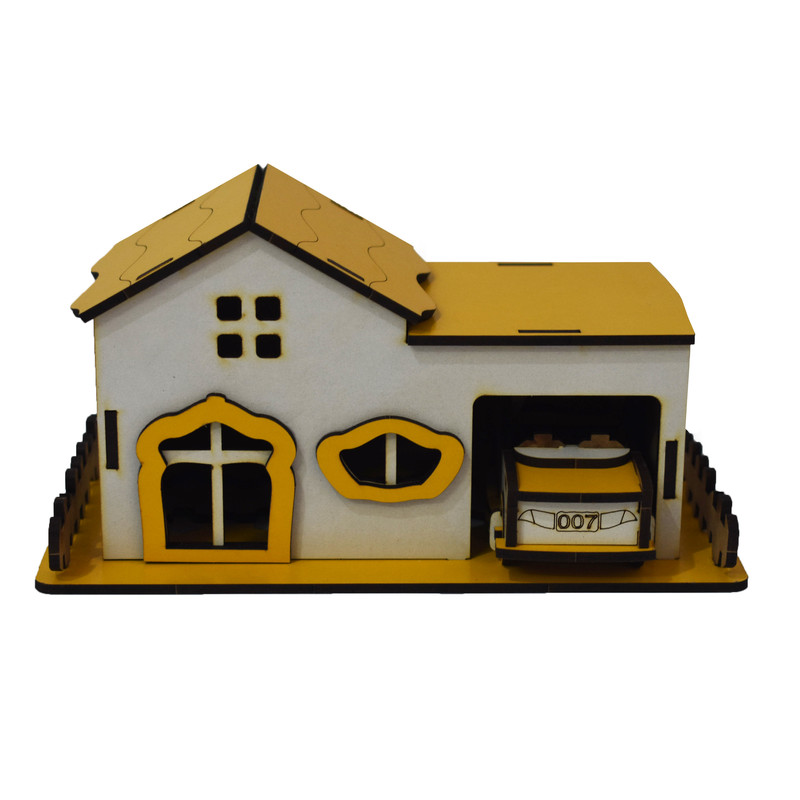 ماکت دکوری طرح کلبه و ماشین کد MA-28 مجموعه 2 عددی