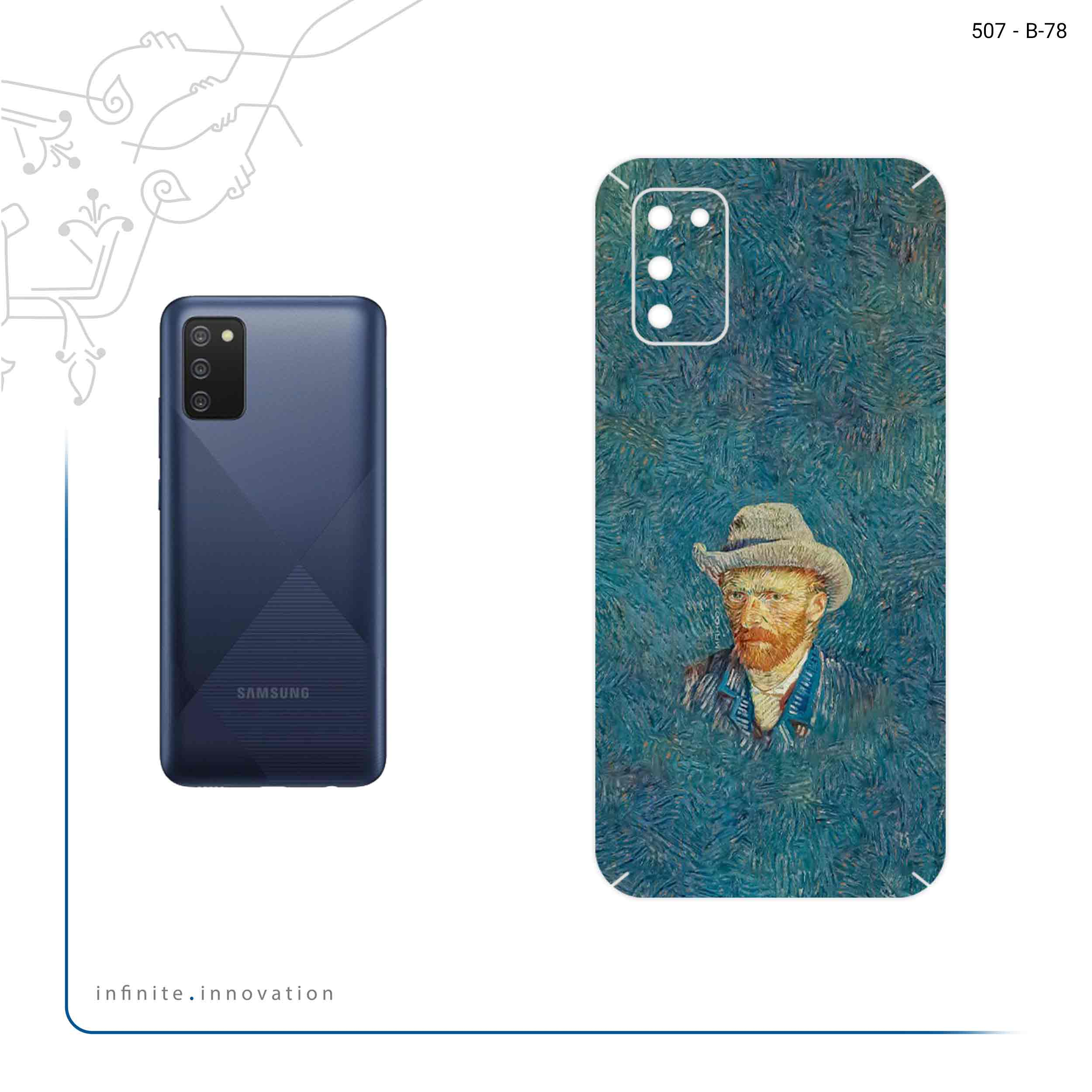 برچسب پوششی ماهوت مدل Self portrait with a gray felt hat مناسب برای گوشی موبایل سامسونگ Galaxy A02S