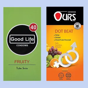 کاندوم گودلایف مدل Fruity بسته 12 عددی به همراه کاندوم اورز مدل Dot Beat بسته 12 عددی
