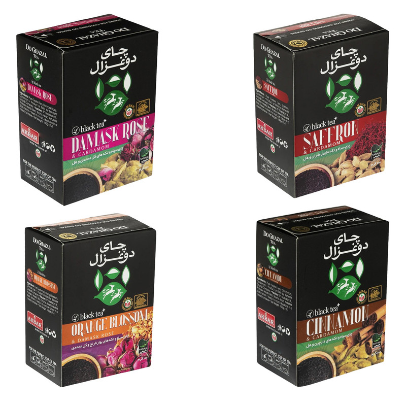 چای سیاه چهار طعم دوغزال - 400 گرم بسته 4 عددی