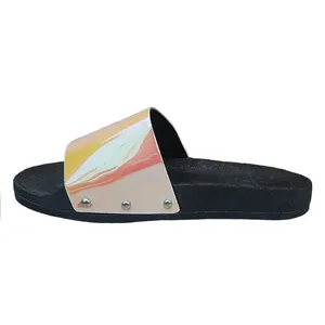 دمپایی زنانه مدل هولوگرام رنگ زرد