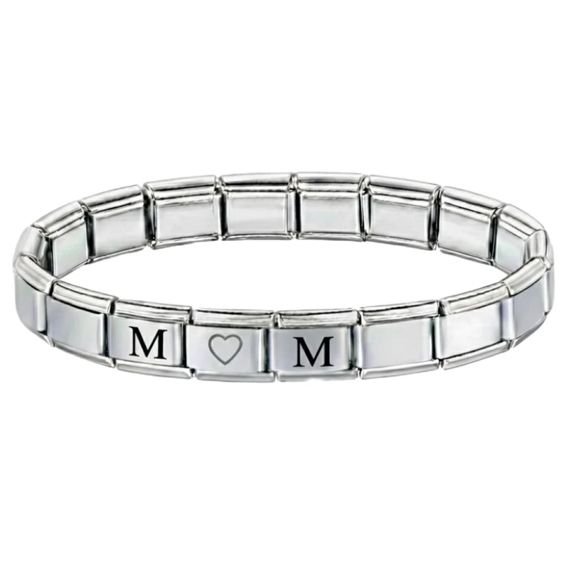 دستبند بافت مدل چارم ایتالیایی با حرف M و M