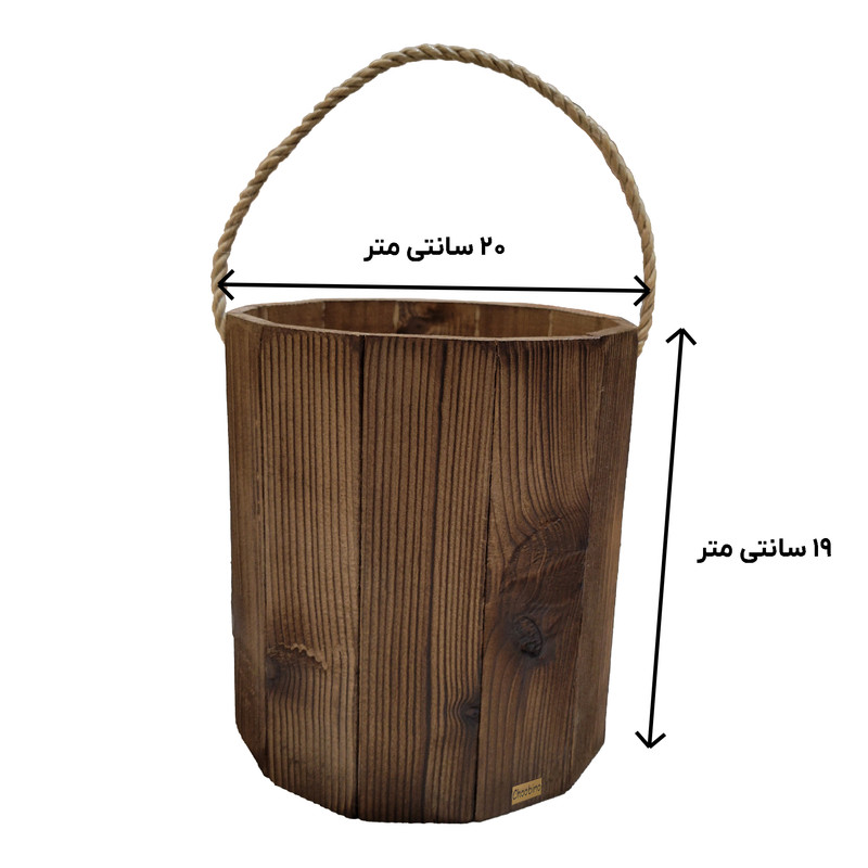 ست سطل و جای دستمال چوبی نو مدل چوب جنگلی