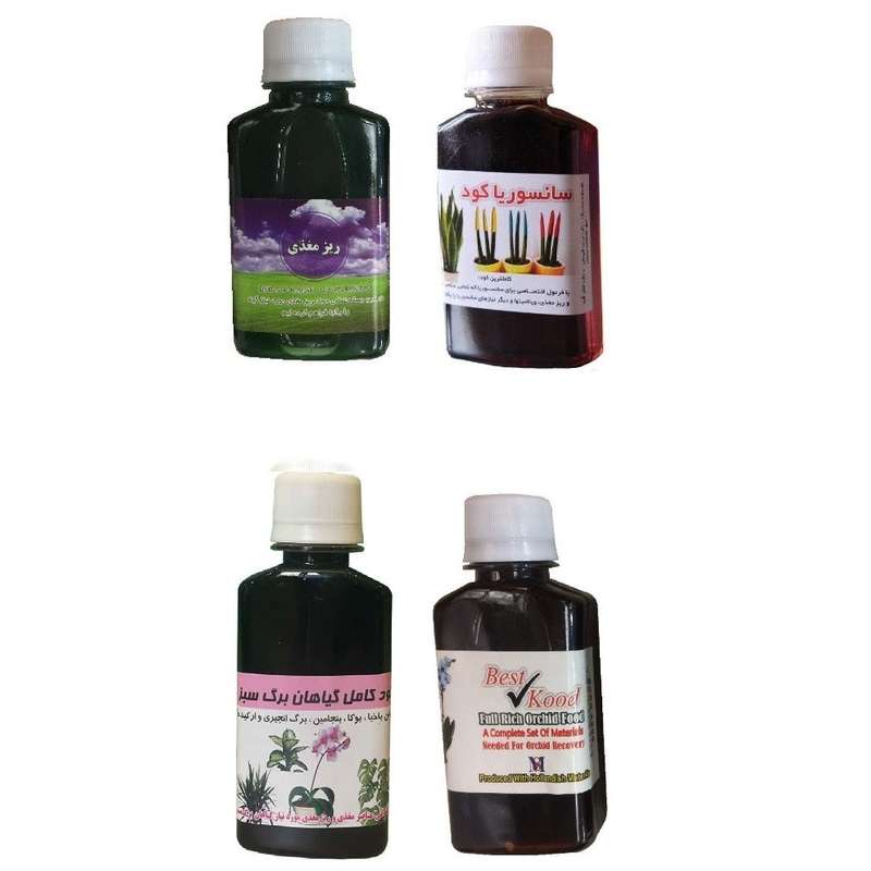 کود مایع سانسوریا و ارکیده و گیاهان برگ سبز و ریز مغذی کد01 حجم 120 میلی لیتر بسته 4عددی