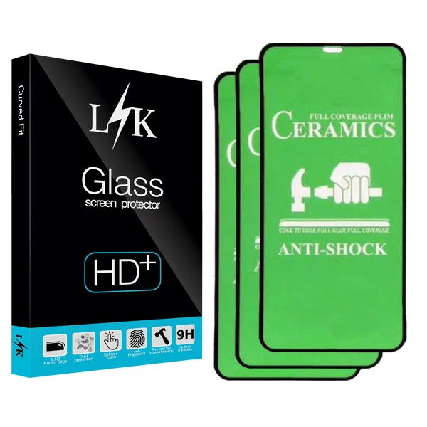 محافظ صفحه نمایش سرامیکی ال کی مدل +HD مناسب برای گوشی  موبایل اپل Iphone 11 pro بسته سه عددی