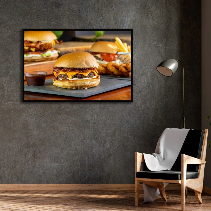 تابلو نوری بکلیت طرح برگر مدل B-D2151 فریم مشکی