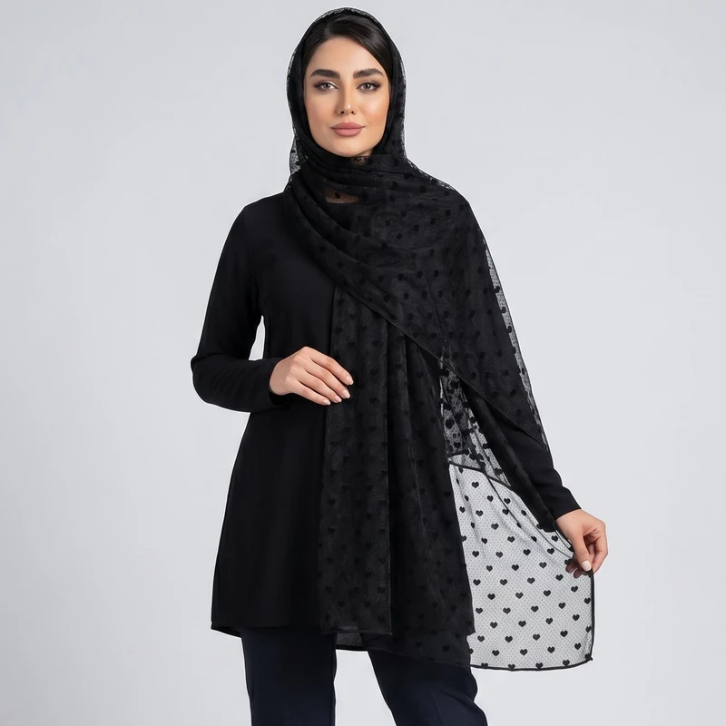شال زنانه مدل تور قلب ریز