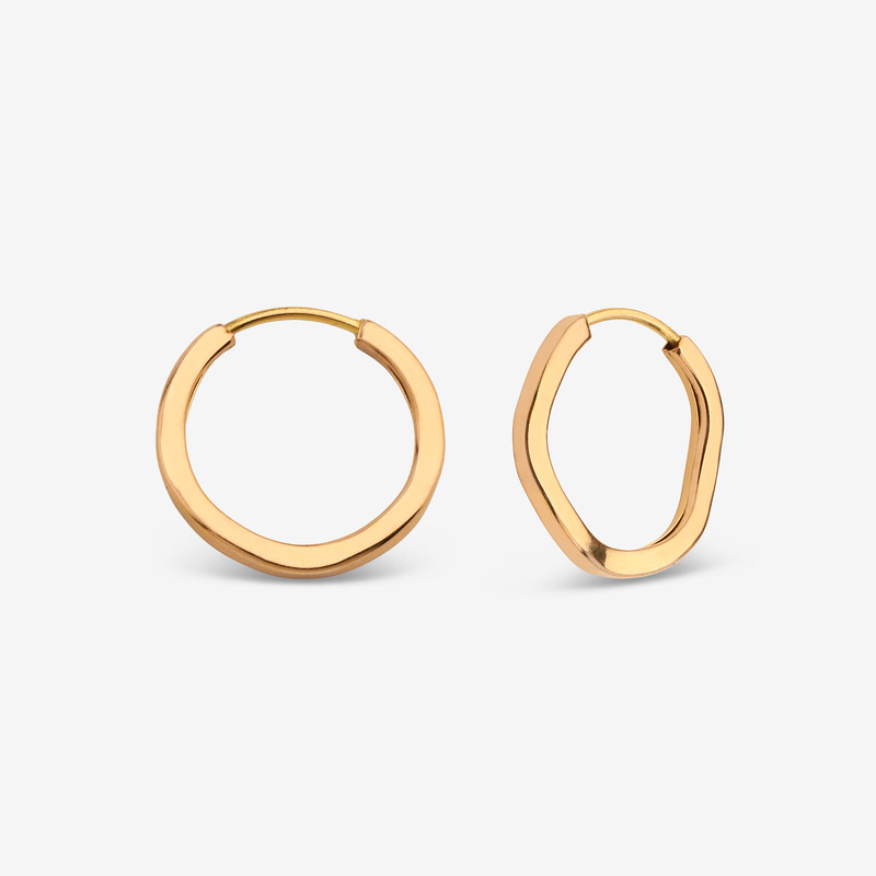 گوشواره حلقه‌ای طلا کم اجرت  18 عیار زنانه ناریا مدل Hexagon کد AZ2-1