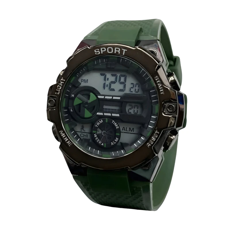 ساعت مچی دیجیتال مدل اسپرت تک زمانه کرنوگراف بند پیو کد ۱.۳ 