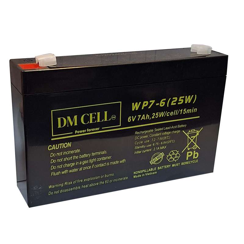 باتری سیلد اسید 6 ولت 7 آمپر ساعت دی ام سل مدل 6V-7AH