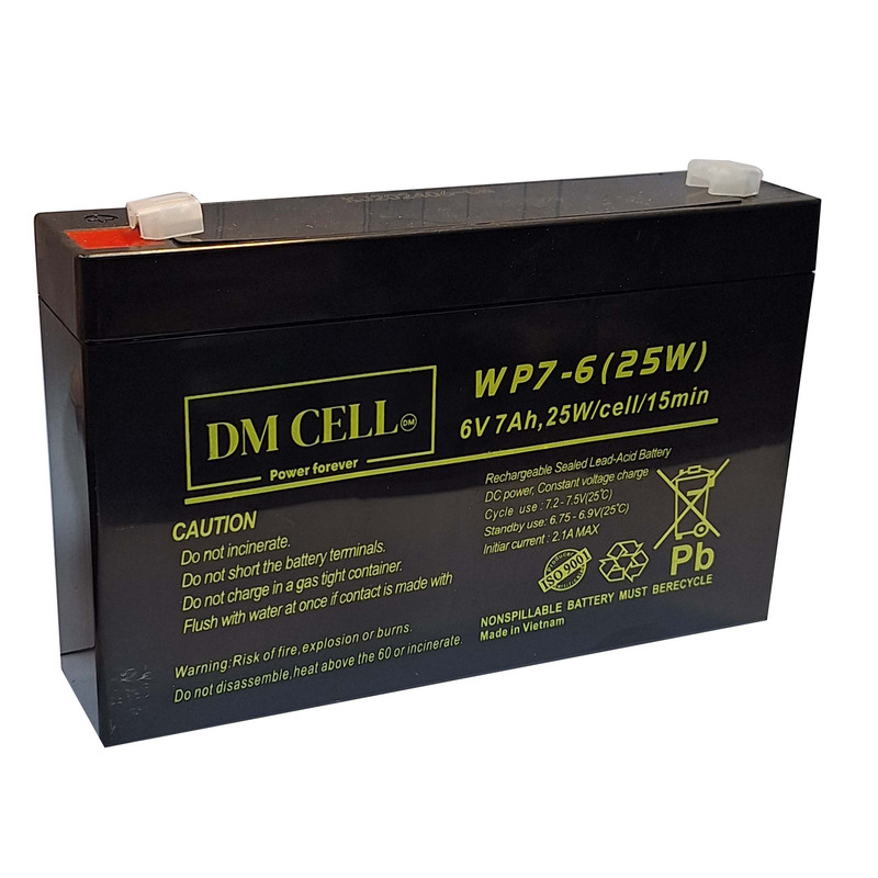 باتری سیلد اسید 6 ولت 7 آمپر ساعت دی ام سل مدل 6V-7AH