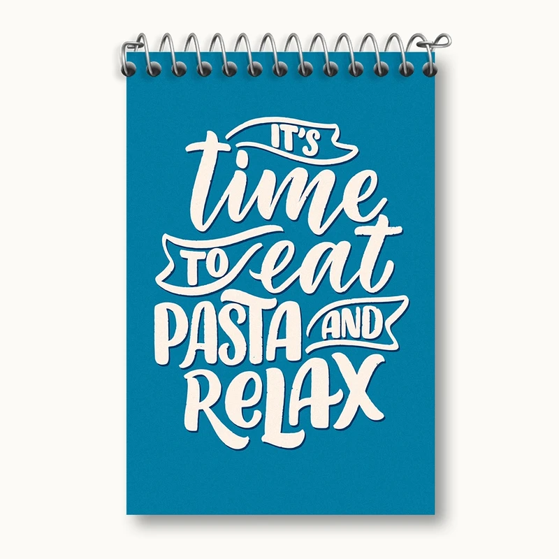 دفتر یادداشت 50 برگ خندالو مدل It's Time To Eat Pasta And Relax کد F1458