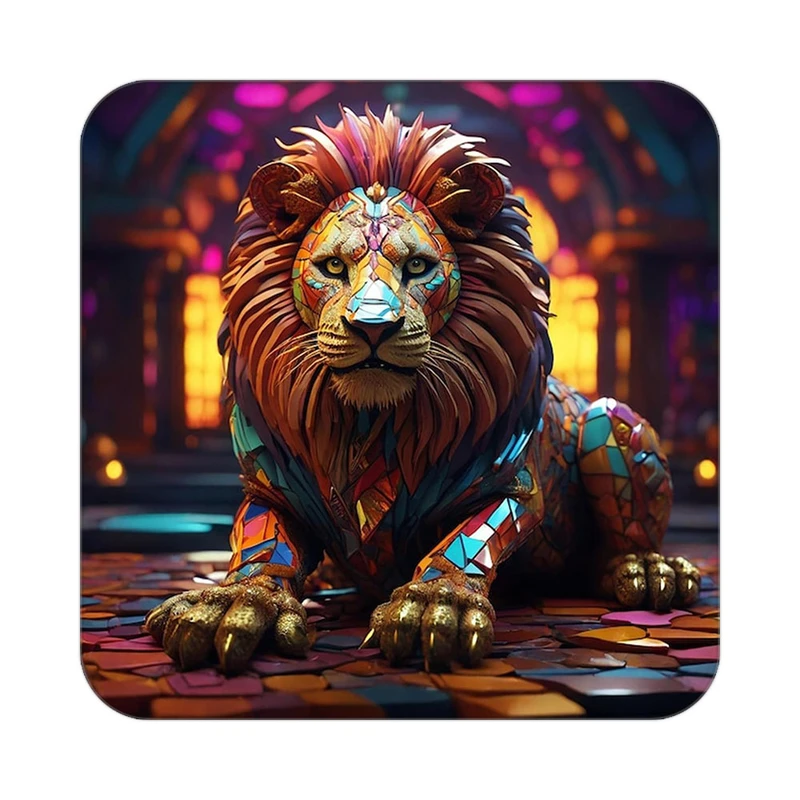 زیر لیوانی کاکتی طرح شیر مدل mp23337