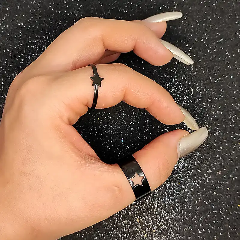 انگشتر زنانه طرح ستاره کد RKH_1630 مجموعه 2 عددی