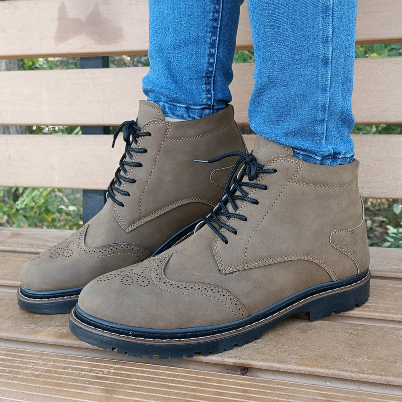 نیم بوت مردانه مدل هشترک بندی کد T.J رنگ صدری