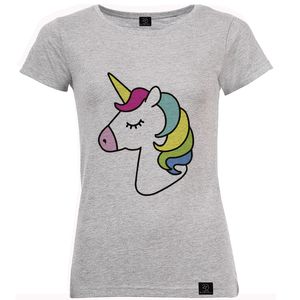 تی شرت آستین کوتاه زنانه 27 مدل اسب شاخدار کد G43 رنگ سفید