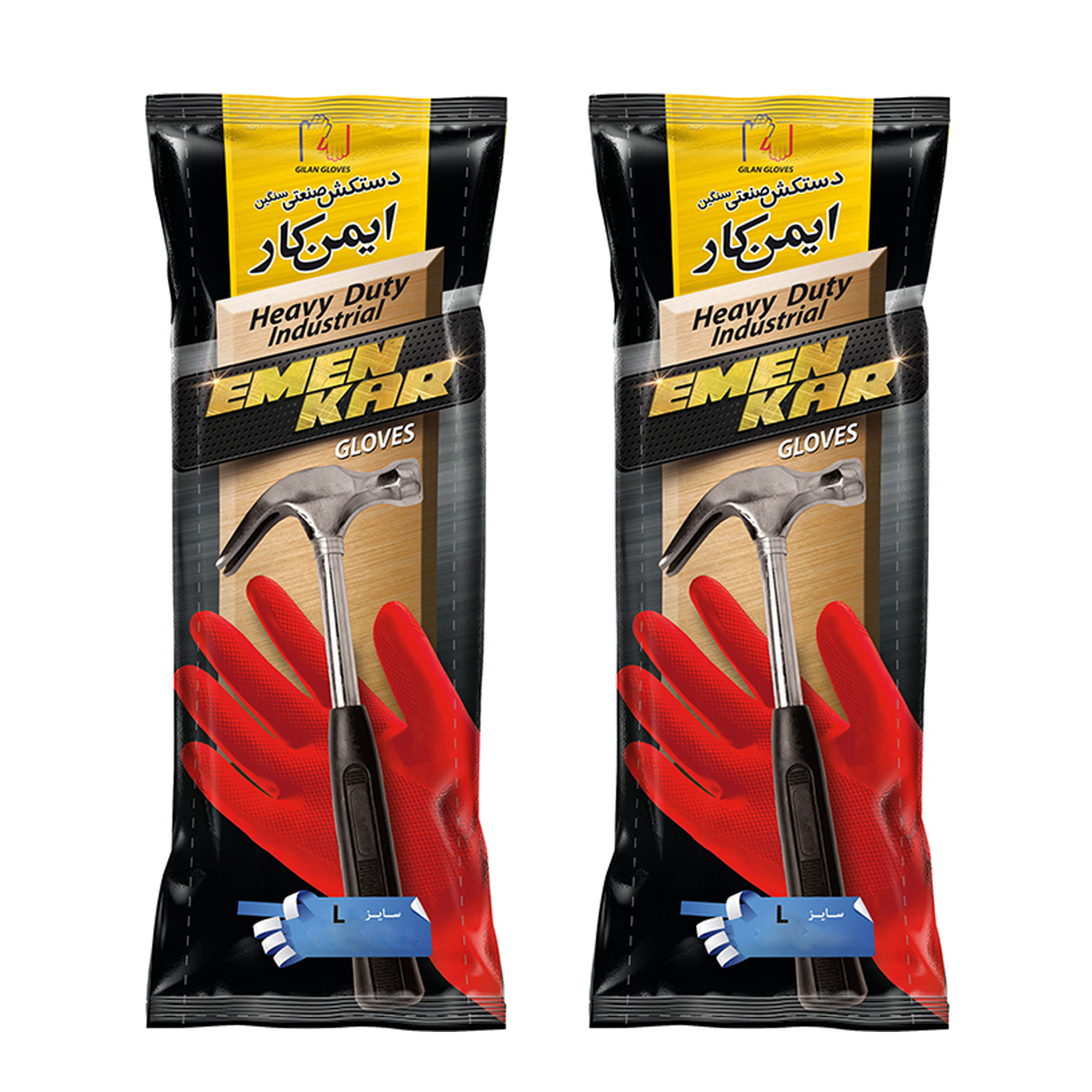 دستکش صنعتی گیلان مدل Heavy Duty کد L12 مجموعه دو عددی