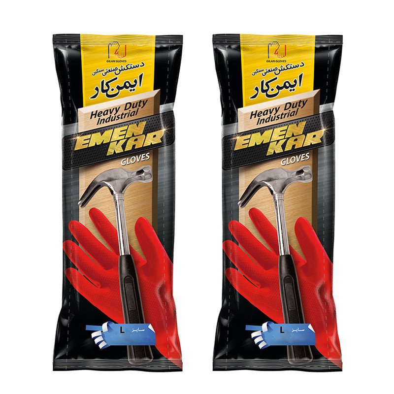 دستکش صنعتی گیلان مدل Heavy Duty کد L12 مجموعه دو عددی