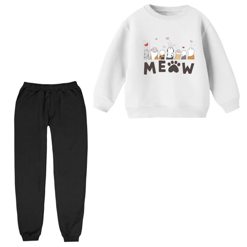 ست سویشرت و شلوار راحتی بچگانه مدل گربه ها 