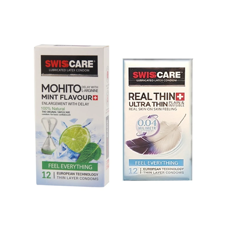 کاندوم سوئیس کر مدل Mohito REAL THIN مجموعه 2 عددی